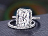 Radiant Cut Bridal Ring Set, Classic Design