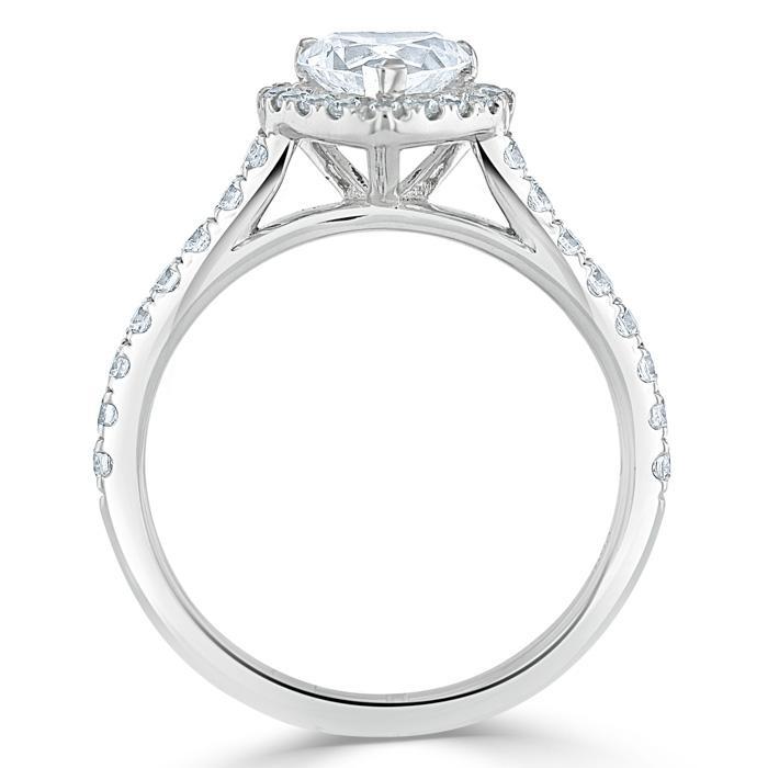 Heart Cut Moissanite, Classic Halo Engagement Ring