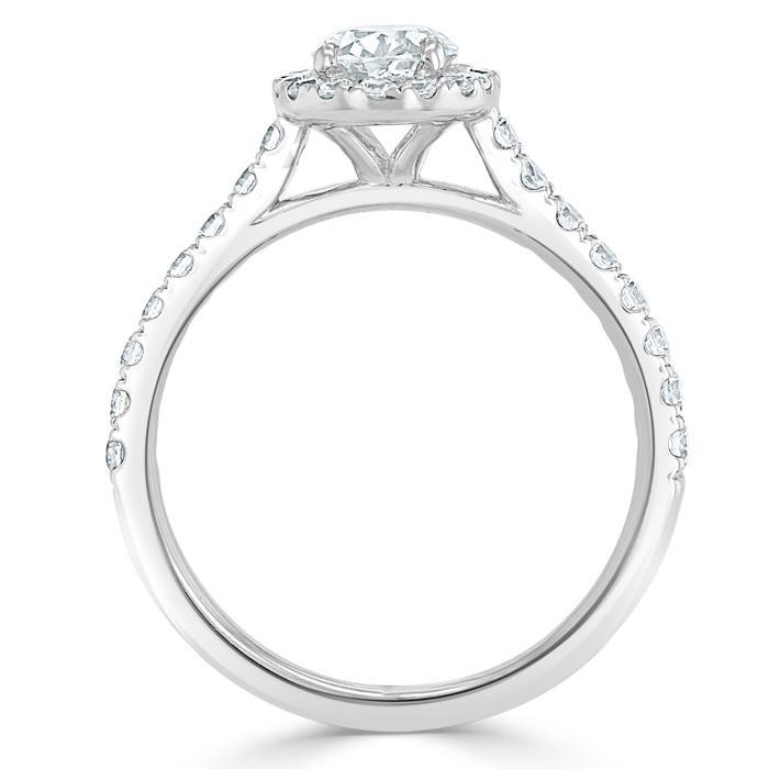 Oval Cut Moissanite Halo Engagement Ring, Tiffany Style