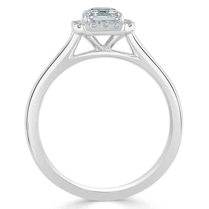 Asscher Cut Moissanite Halo Engagement Ring