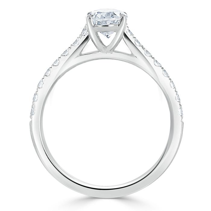 Oval Cut Moissanite Engagement Ring, Classic Style