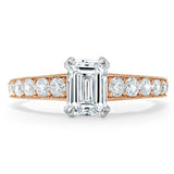 Emerald Cut Moissanite Engagement Ring, Tiffany Style