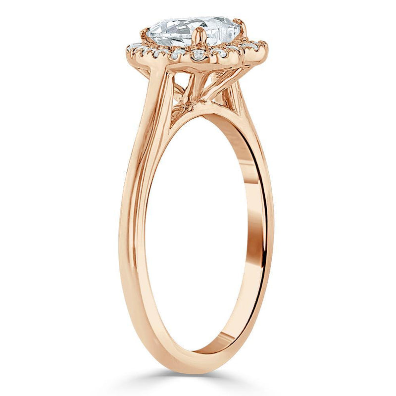 Heart Cut Moissanite Halo Engagement Ring