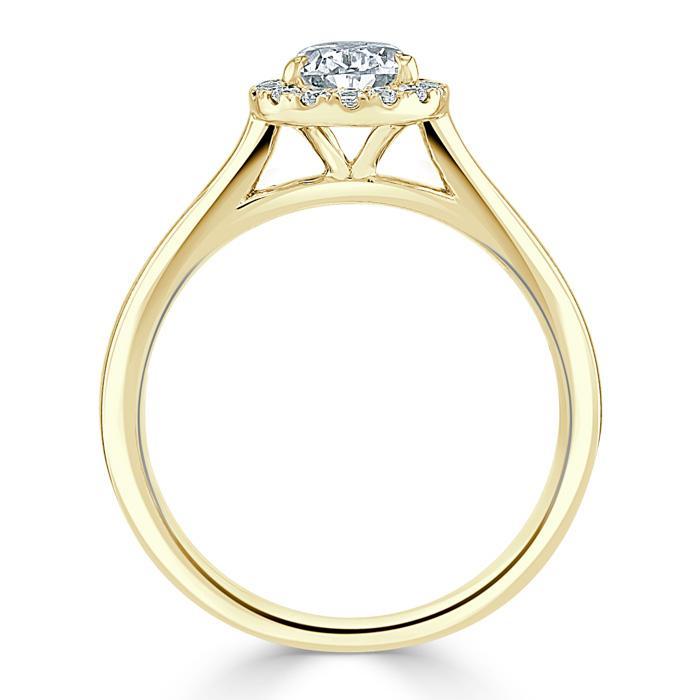 Pear Cut Moissanite Halo Engagement Ring