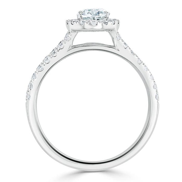 Oval Cut Moissanite Halo Engagement Ring, Tiffany Style
