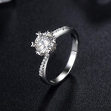 1.00ct Moissanite Engagement Ring, Custom Heart Tipped Design, Sterling Silver & Platinum