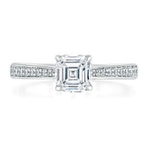 Asscher Cut Moissanite Engagement Ring, Classic Style