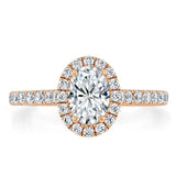 Oval Cut Moissanite Halo Engagement Ring, Tiffany Style