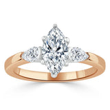 Marquise Cut Moissanite 3 Stone Engagement Ring