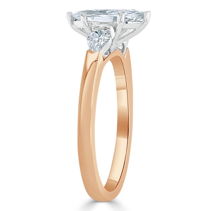 Marquise Cut Moissanite 3 Stone Engagement Ring