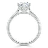 Round Cut Moissanite Engagement Ring, Classic Six Claw