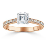 Asscher Cut Moissanite Engagement Ring, Classic Style