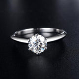 1.00ct Moissanite Engagement Ring, Classic Six Claw Setting with Knife Edge Shank, Sterling Silver & Platinum