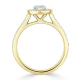 Marquise Cut Moissanite Halo Engagement Ring, Tiffany Style