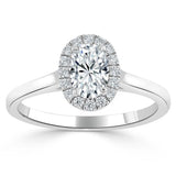 Oval Cut Moissanite Halo Engagement Ring
