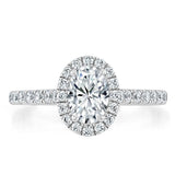 Oval Cut Moissanite Halo Engagement Ring, Tiffany Style