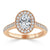 Oval Cut Moissanite Halo Engagement Ring, Tiffany Style