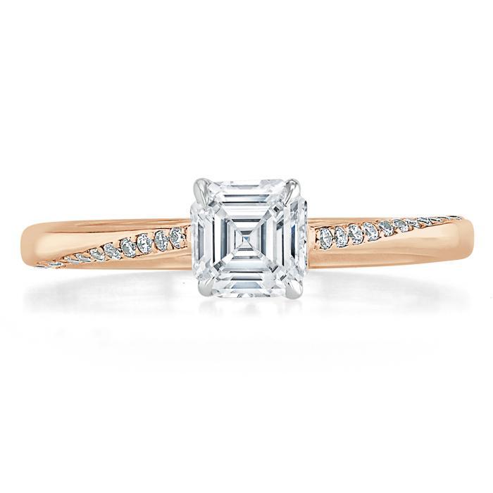 Asscher Cut Moissanite Engagement Ring, Classic Style