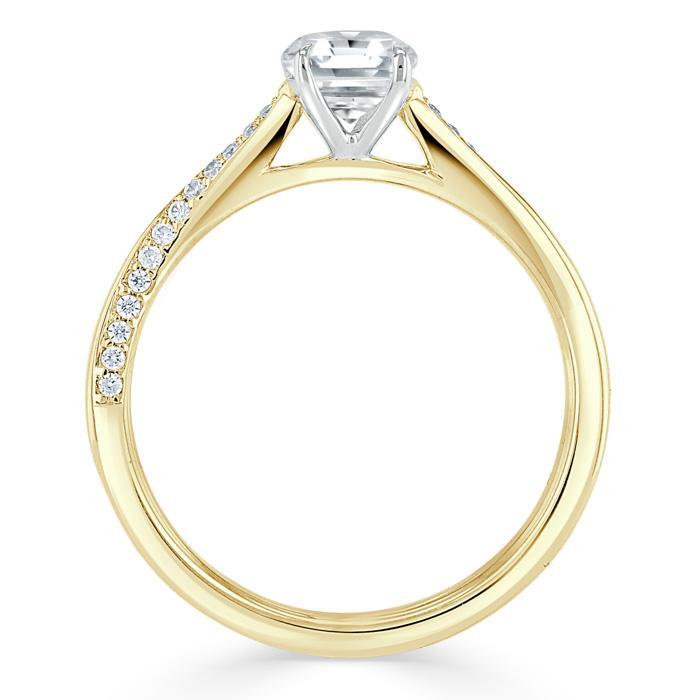 Asscher Cut Moissanite Engagement Ring, Classic Style