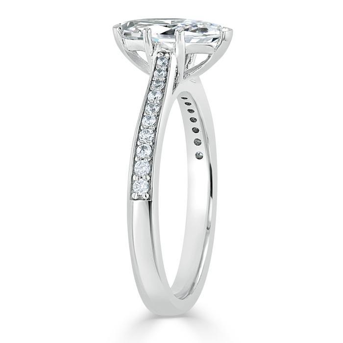 Marquise Cut Moissanite Engagement Ring, Classic Style