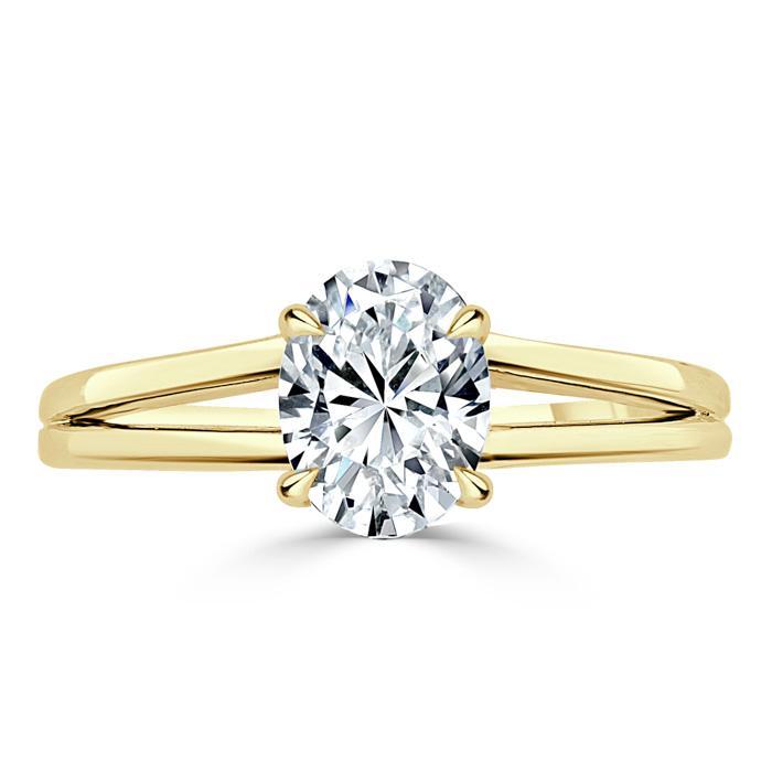Oval Cut Moissanite Engagement Ring, Classic Style with Split Shank