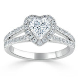 Heart Cut Moissanite Engagement Ring, Classic Halo