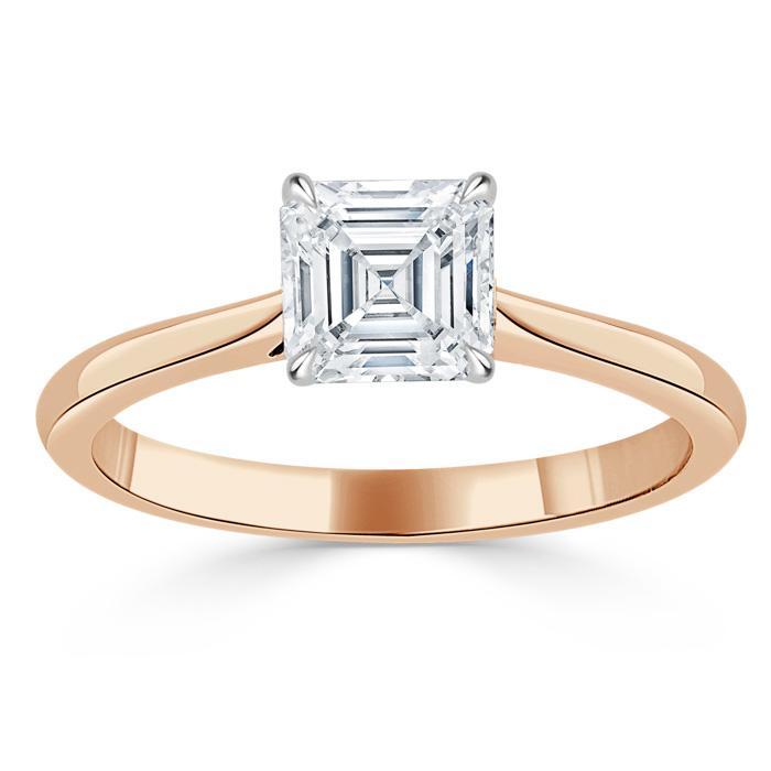 Asscher Cut Moissanite Engagement Ring, Classic Style