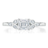 Asscher Cut Moissanite Engagement Ring, Vintage Style