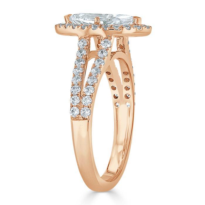 Marquise Cut Moissanite Halo Engagement Ring Tiffany Style Flawless Moissanite