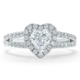 Heart Cut Moissanite Engagement Ring, Classic Halo