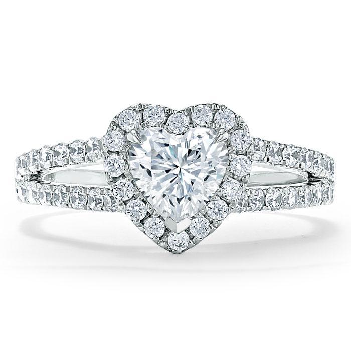 Heart Cut Moissanite Engagement Ring, Classic Halo