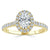 Oval Cut Moissanite Halo Engagement Ring, Tiffany Style