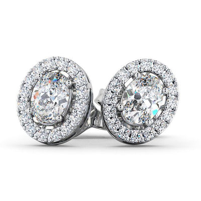 Halo Earrings 1.45ct each, Oval Cut