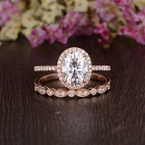 Classic Oval Cut Halo, Bridal Ring Set