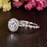 Classic Oval Cut Halo, Bridal Ring Set