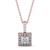 Princess Cut Classic Halo Pendant