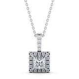 Princess Cut Classic Halo Pendant