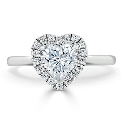 Heart Cut Moissanite Halo Engagement Ring