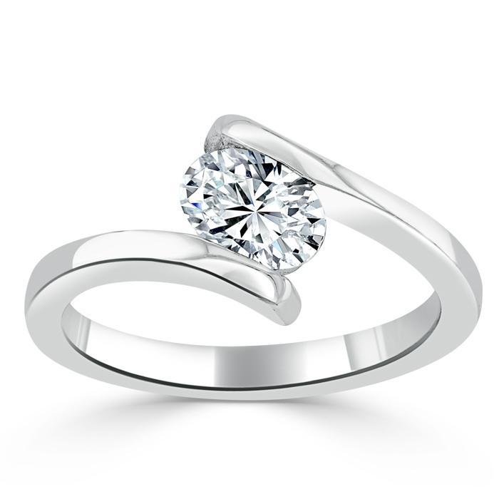 Oval Cut Moissanite Engagement Ring, Twist Design