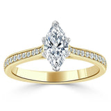 Marquise Cut Moissanite Engagement Ring, Classic Style