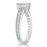 Emerald Cut Moissanite Engagement Ring, Tiffany Style