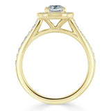 Cushion Cut Moissanite Halo Engagement Ring, Tiffany Style