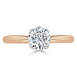 Round Cut Moissanite Engagement Ring, Classic Six Claw