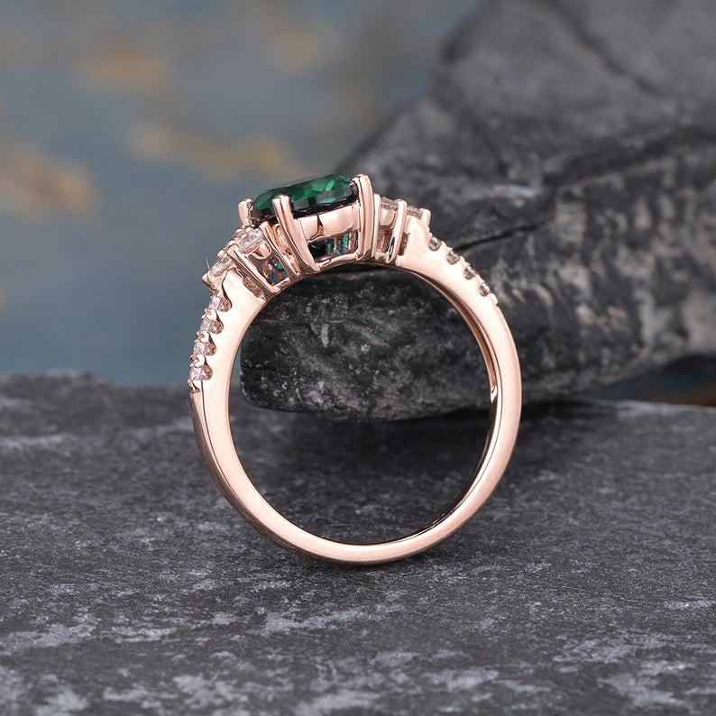 Emerald & Moissanite Vintage Inspired Ring