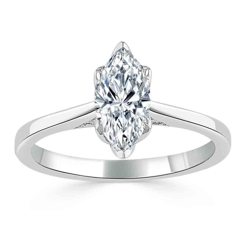 Marquise Cut Moissanite Engagement Ring, Classic Design