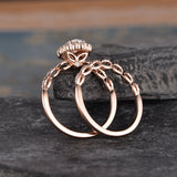 Oval Cut Moissanite Bridal Ring Set, Vintage Inspired