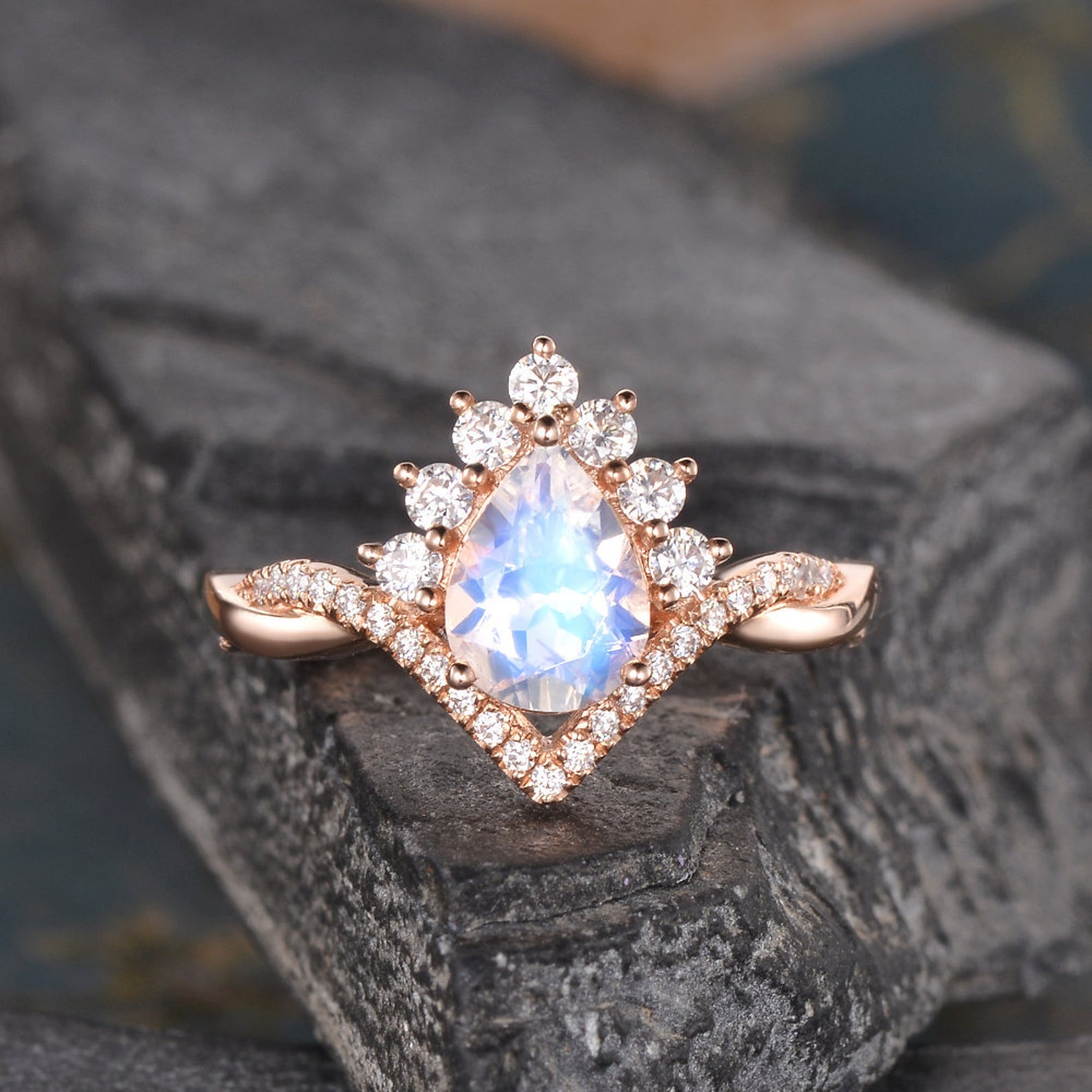 Pear Cut Moonstone Ring - Main Image