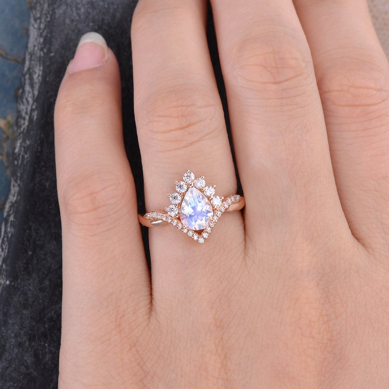 Pear Cut Moonstone Ring