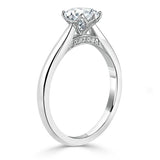 Round Cut Moissanite Engagement Ring, Classic Six Claw
