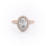 Oval Cut Moissanite Engagement Ring, Halo Setting